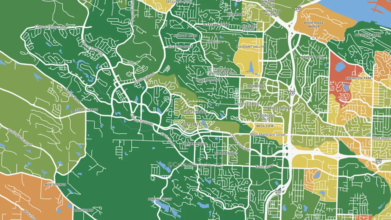 Rock Creek, Little Rock, AR Map of Arson Rates