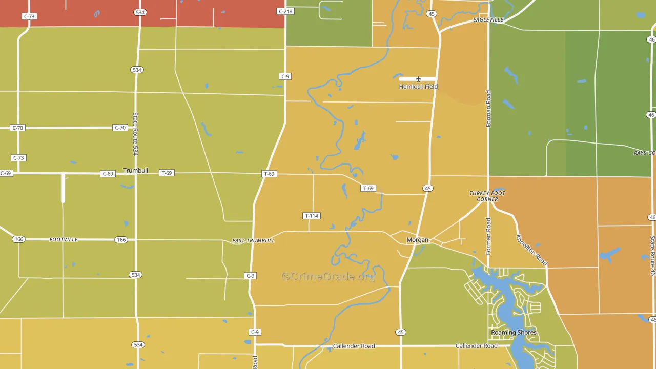 Rock Creek, OH Map of Arson Rates