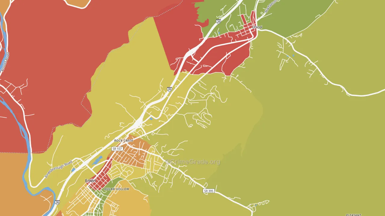 Rock Creek, TN Map of Arson Rates