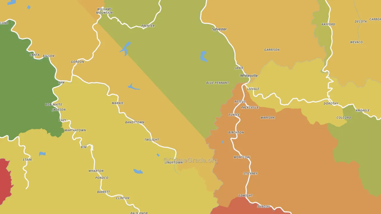 Rock Creek, WV Map of Arson Rates