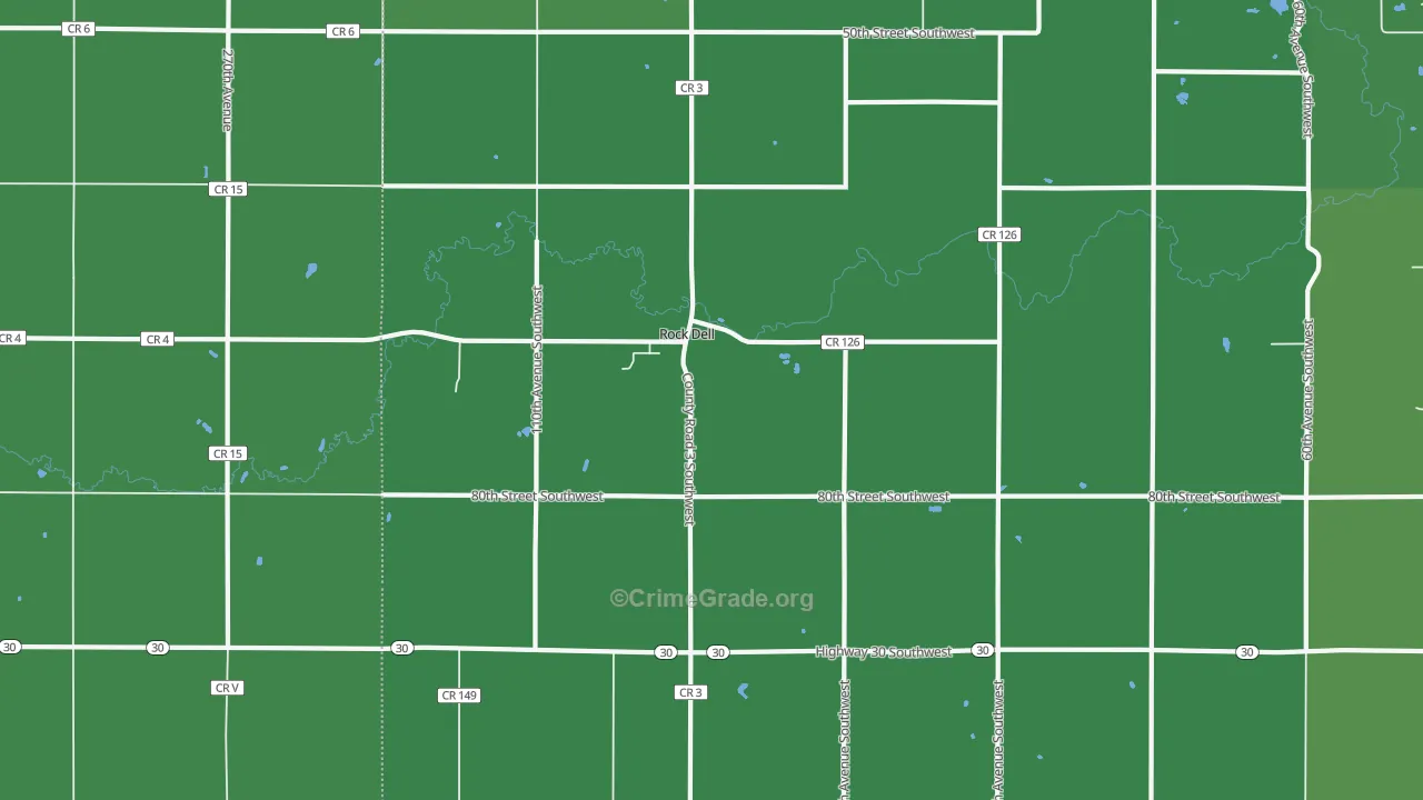 Rock Dell, MN Map of Arson Rates