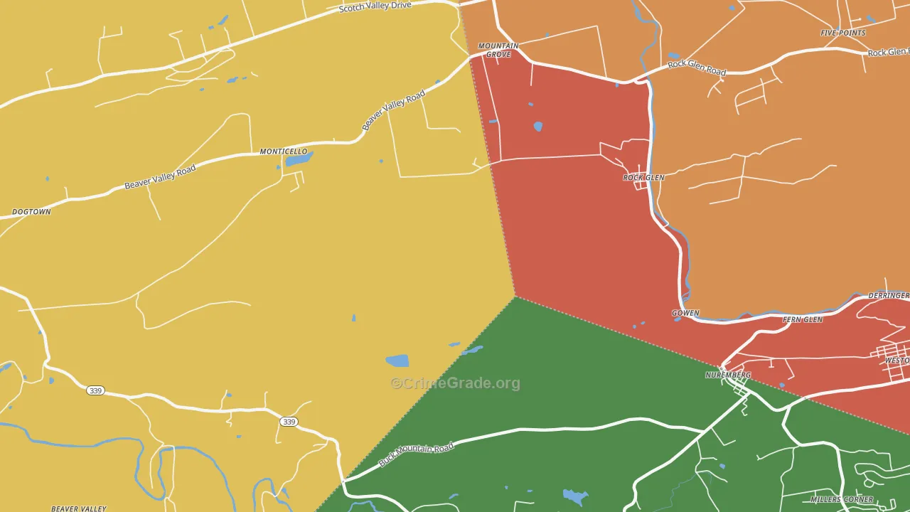 Rock Glen, PA Map of Arson Rates