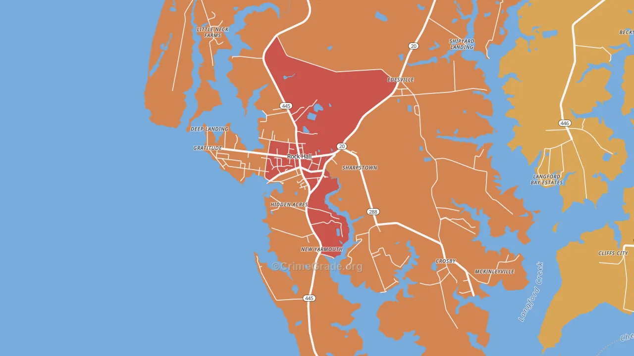 Rock Hall, MD Map of Arson Rates