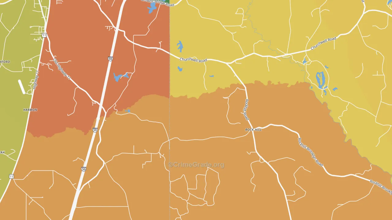 Rock Hill, MS Map of Arson Rates