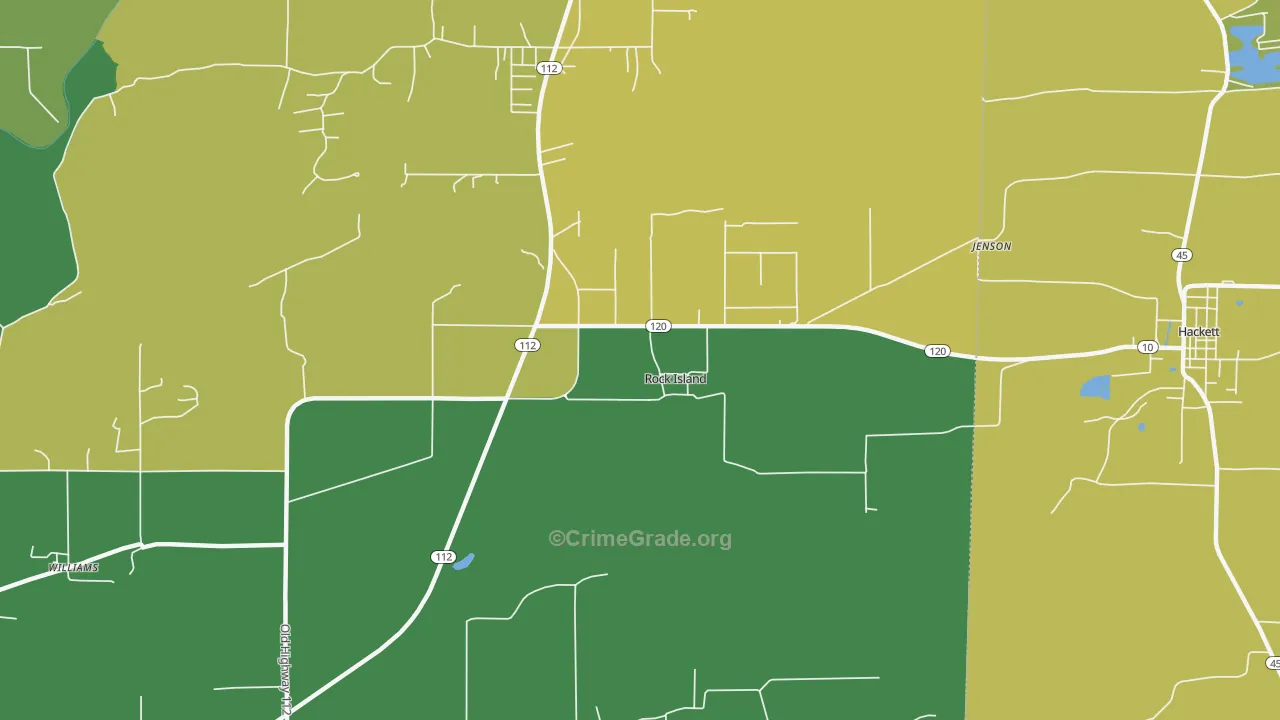 Rock Island, OK Map of Arson Rates