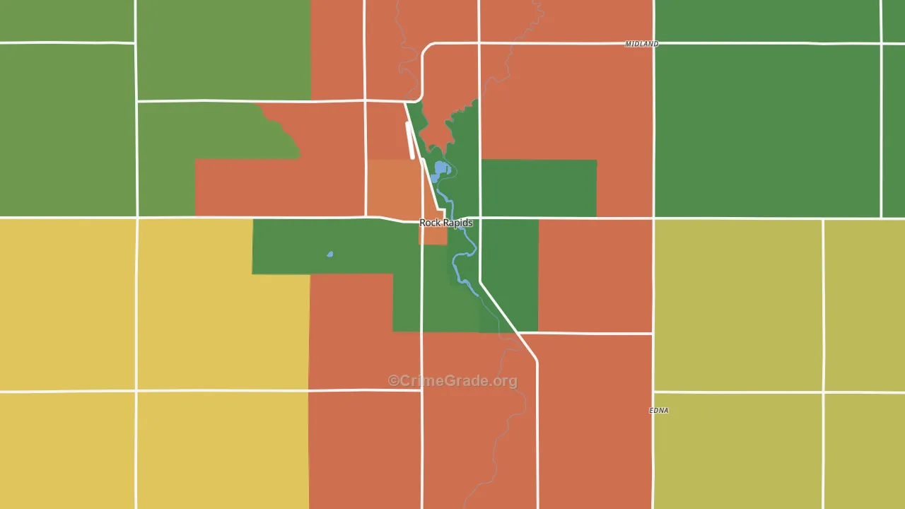 Rock Rapids, IA Map of Arson Rates