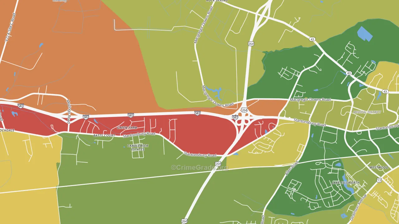 Rock Spring, NC Map of Arson Rates