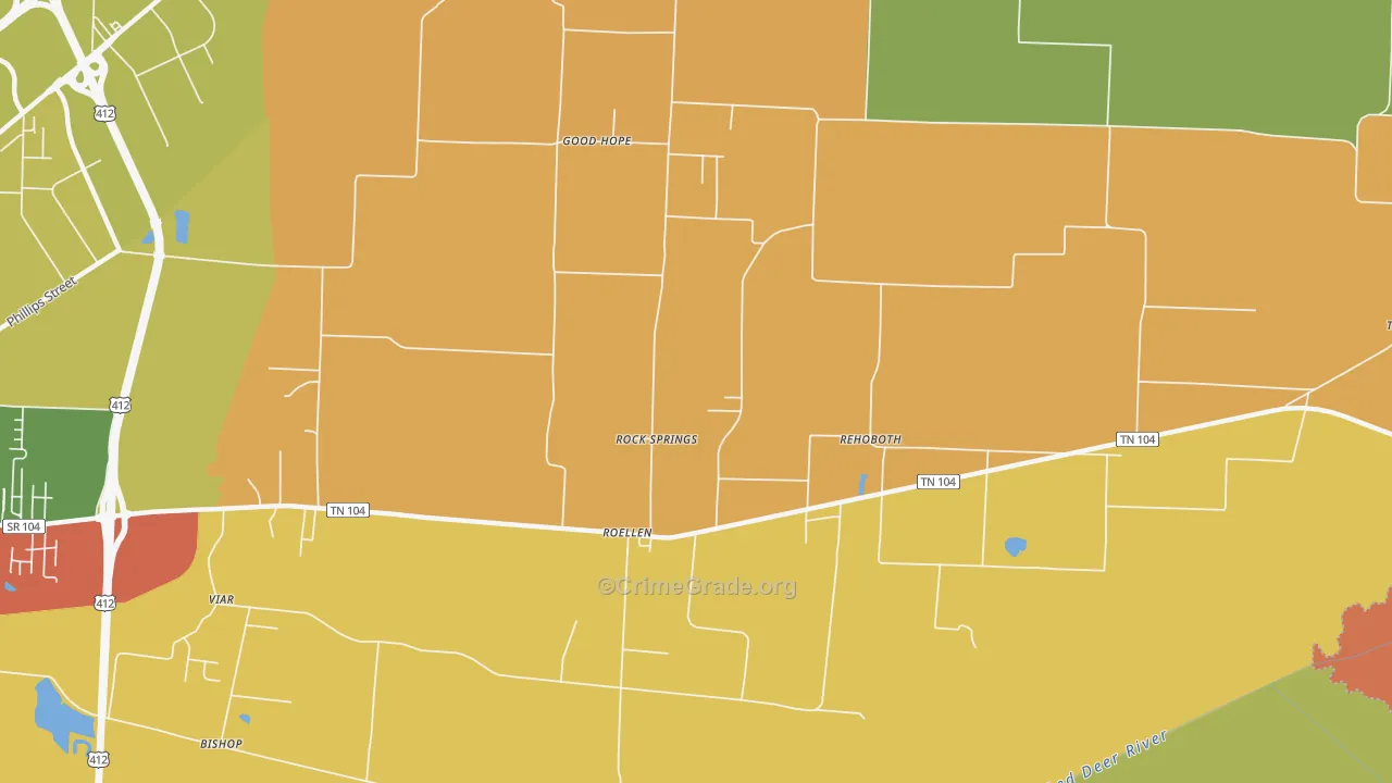Rock Springs, TN Map of Arson Rates