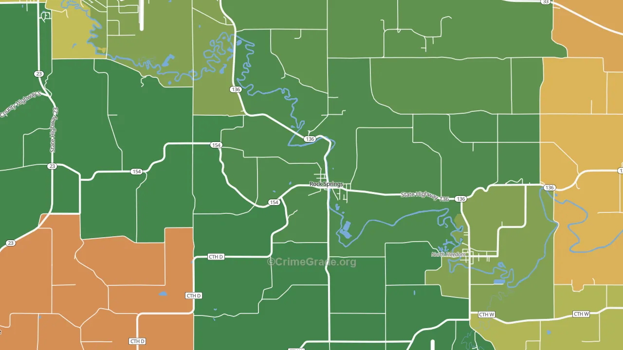 Rock Springs, WI Map of Arson Rates