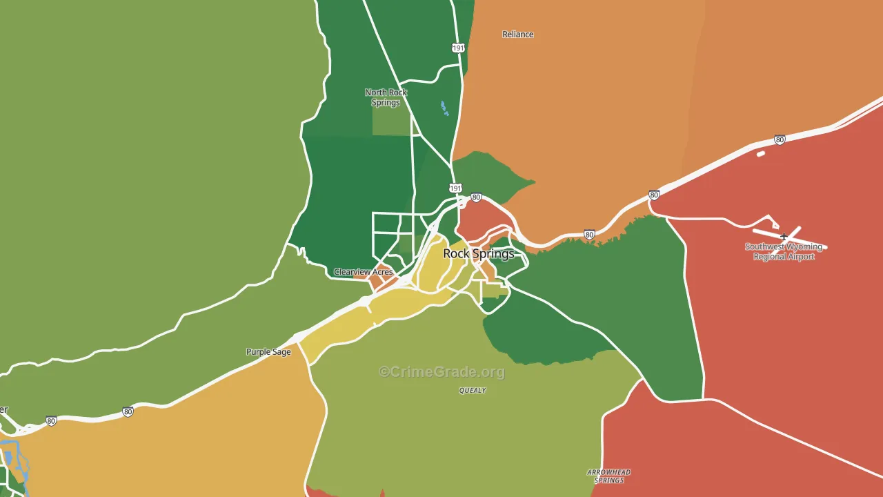 Rock Springs, WY Map of Arson Rates