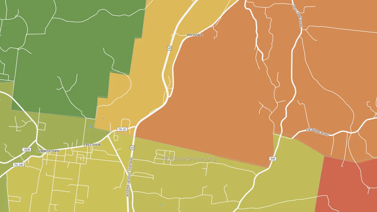 Rockdale, TN Map of Arson Rates