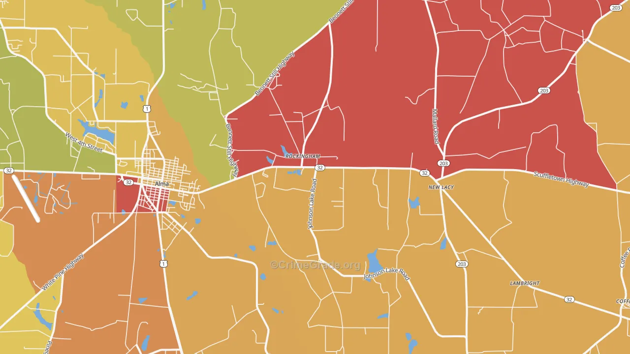 Rockingham, GA Map of Arson Rates