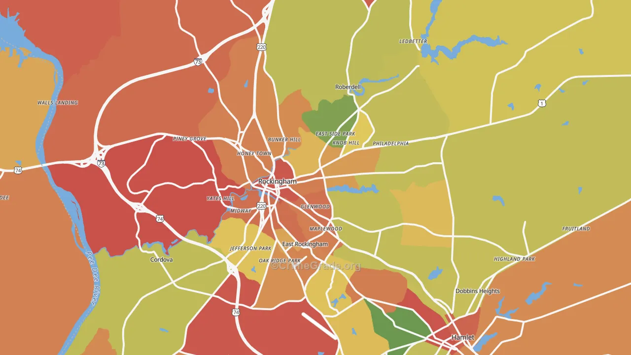 Rockingham, NC Map of Arson Rates