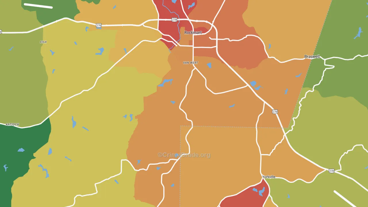 Rockmart, GA Map of Arson Rates