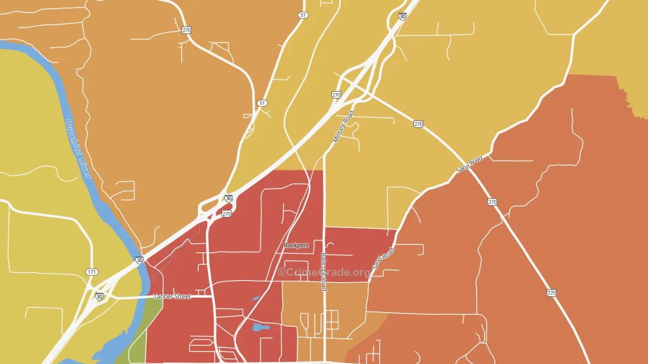 Rockport, AR Map of Arson Rates