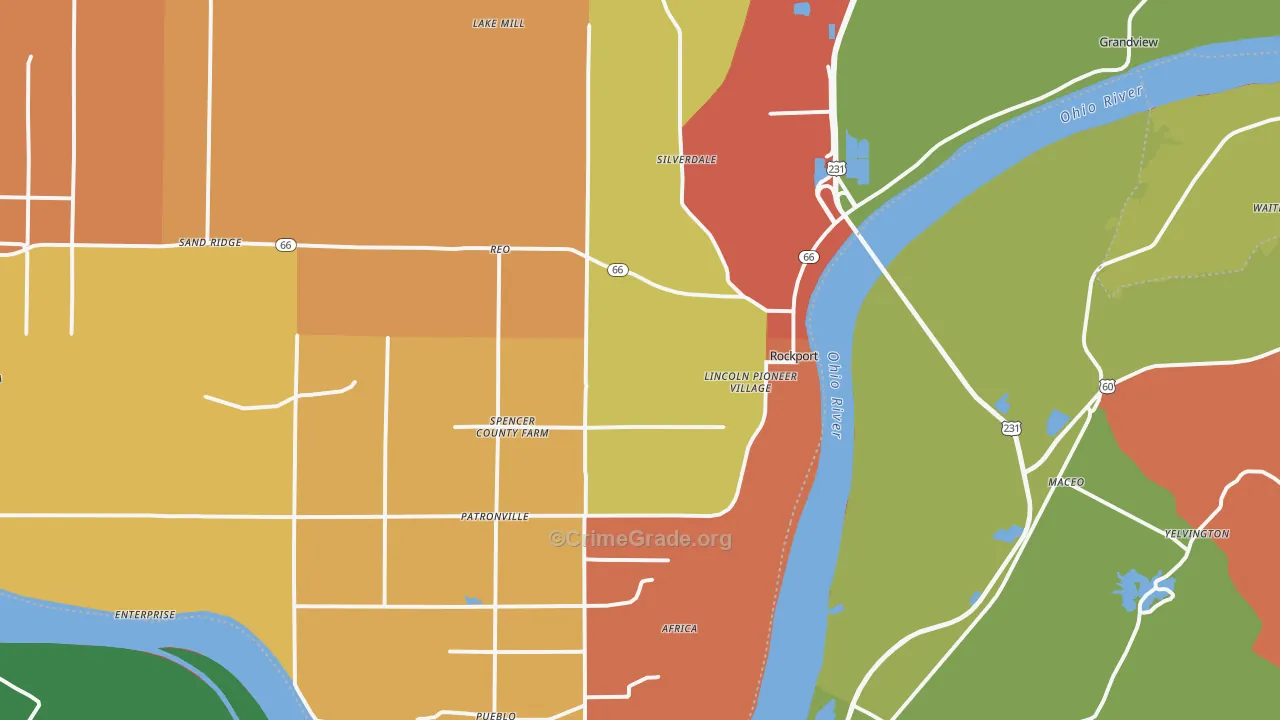 Rockport, IN Map of Arson Rates