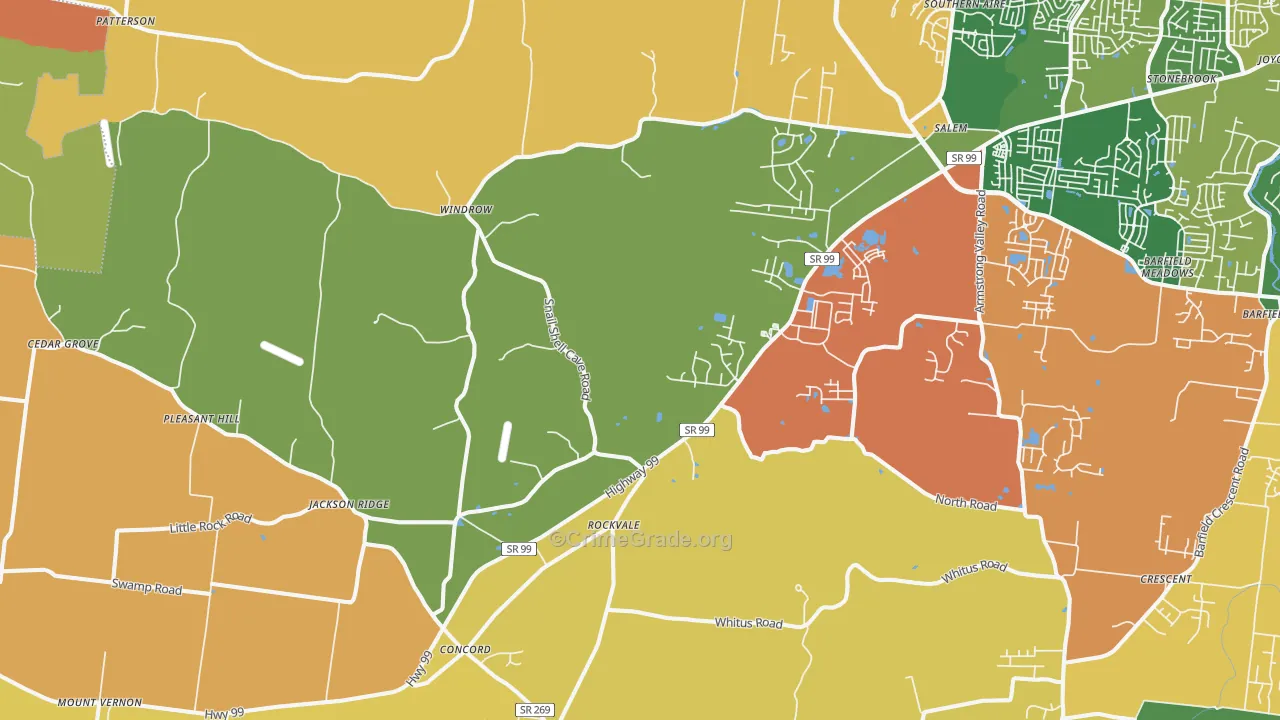 Rockvale, TN Map of Arson Rates