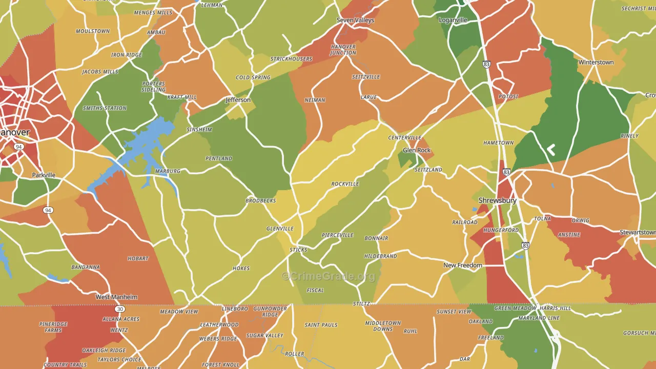 Rockville, PA Map of Arson Rates