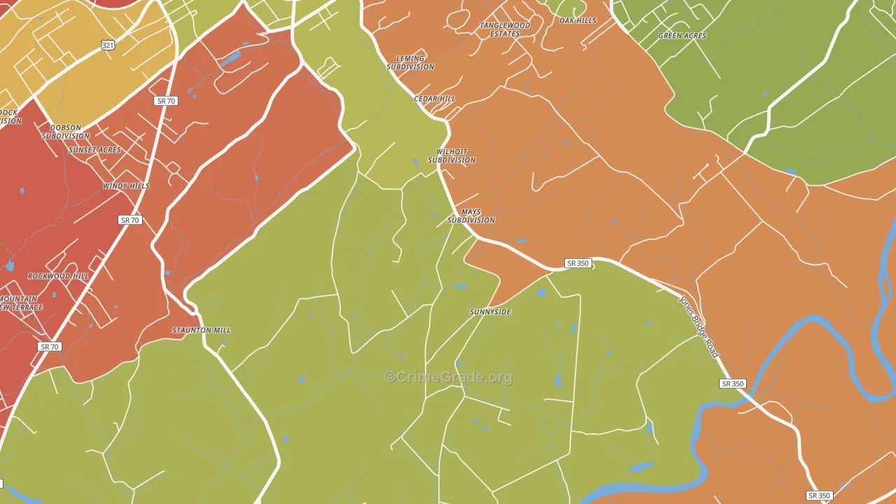Rockwood Hill, TN Map of Arson Rates