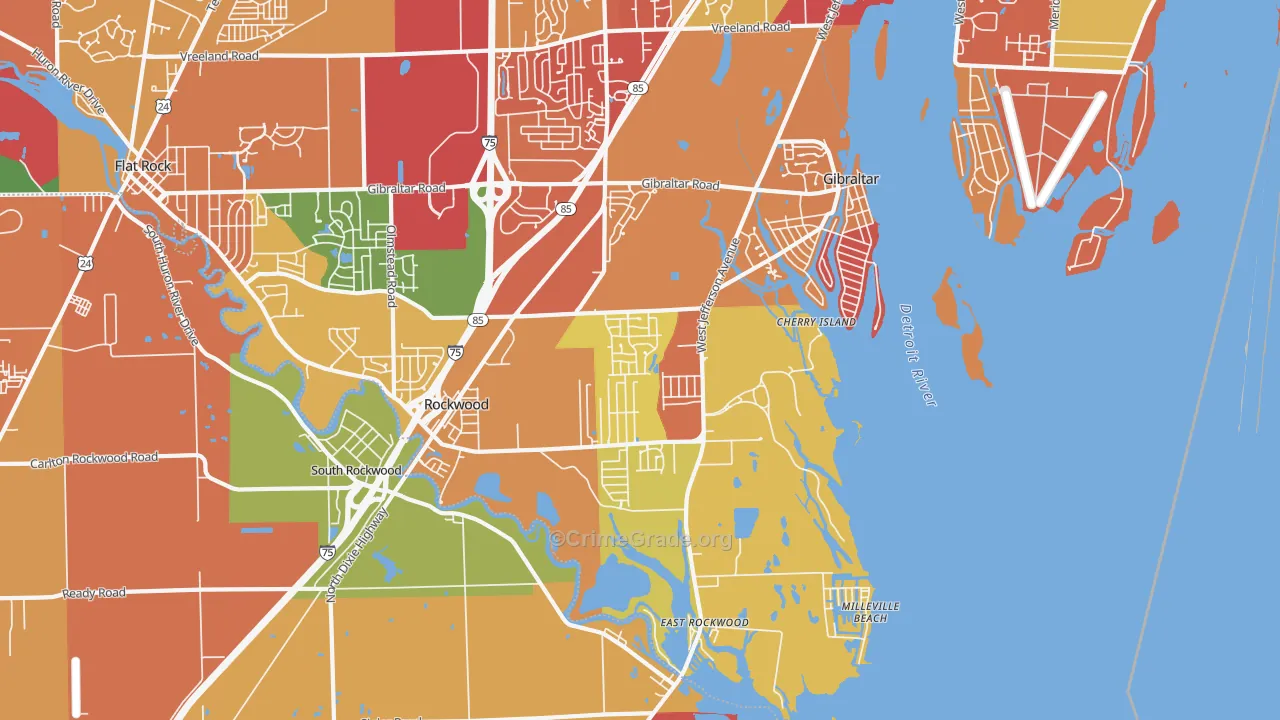 Rockwood, MI Map of Arson Rates