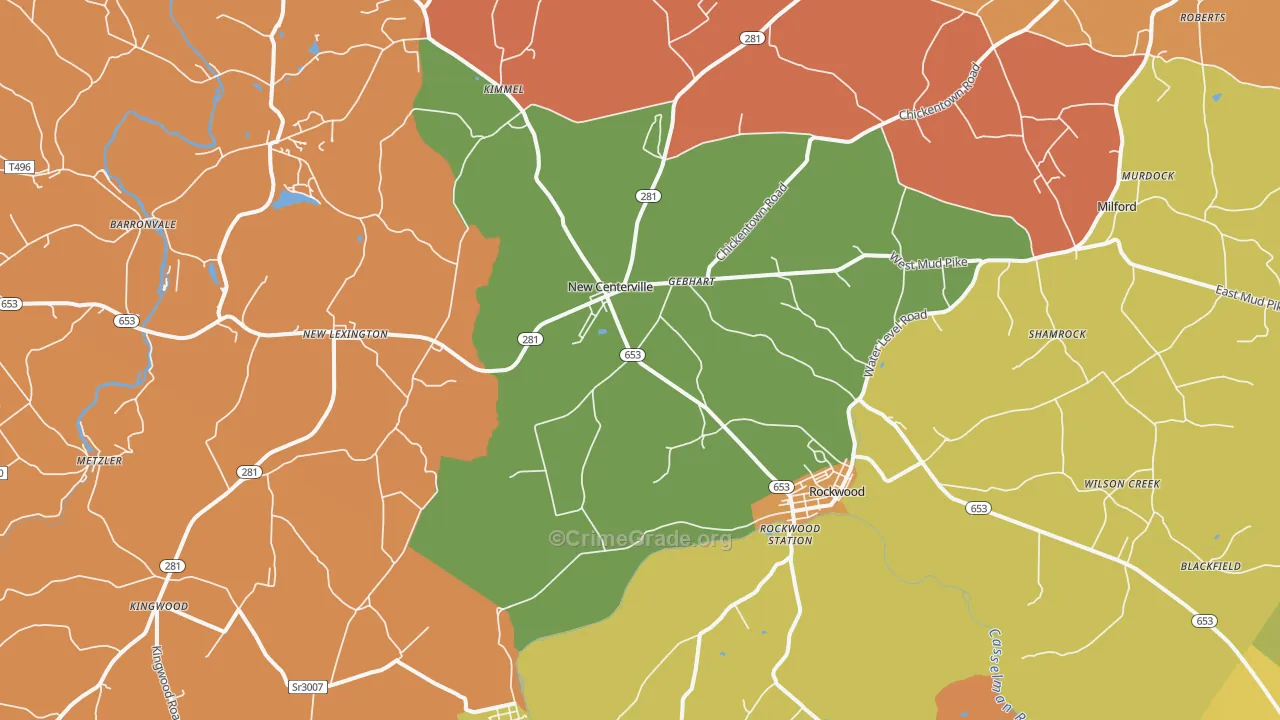 Rockwood, PA Map of Arson Rates