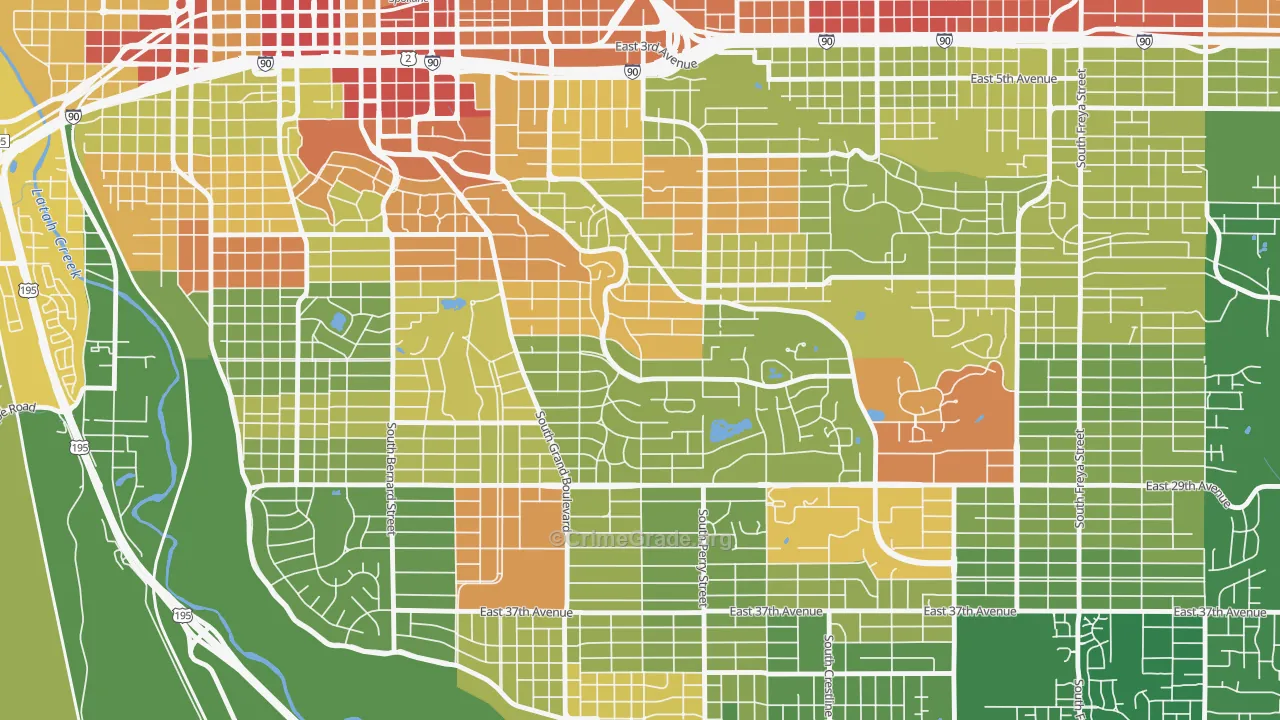 Rockwood, Spokane, WA Map of Arson Rates