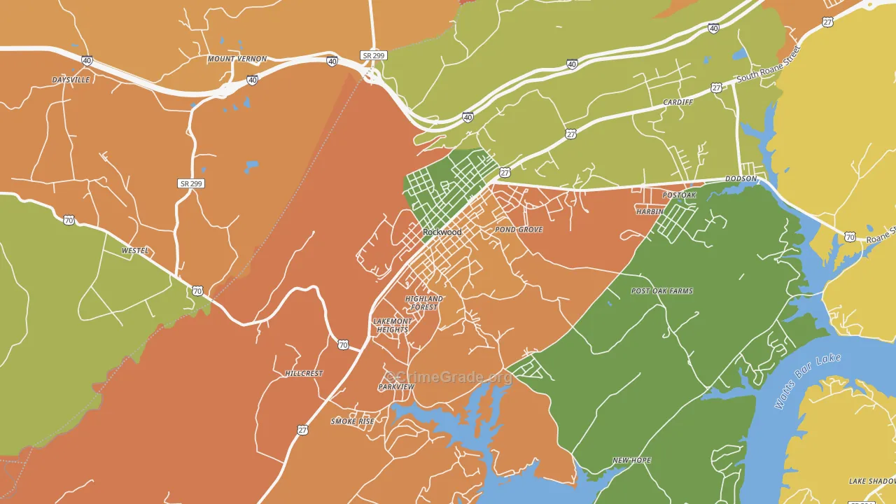 Rockwood, TN Map of Arson Rates