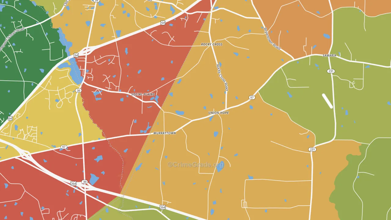 Rocky Cross, NC Map of Arson Rates