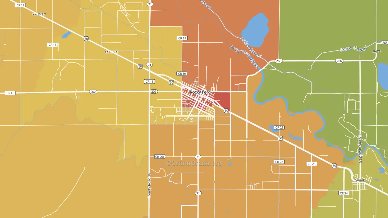 Rocky Ford, CO Map of Arson Rates