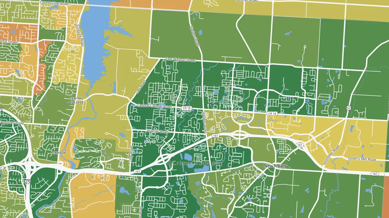 Rocky-Fork Blacklick Accord, Westerville, OH Map of Arson Rates