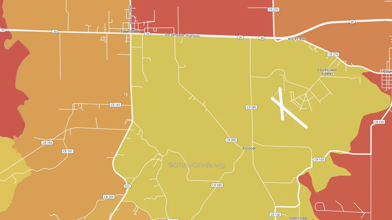 Rocky Hill, AL Map of Arson Rates