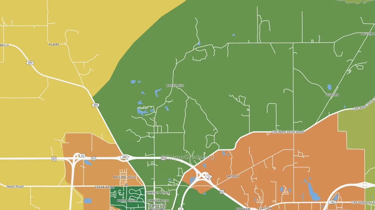 Rocky Hill, MS Map of Arson Rates
