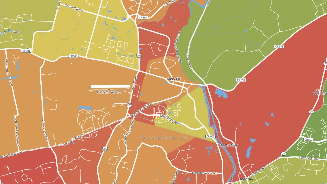 Rocky Hill, NJ Map of Arson Rates