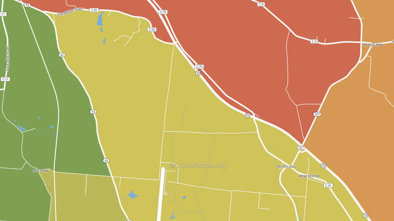 Rocky Hill, OH Map of Arson Rates