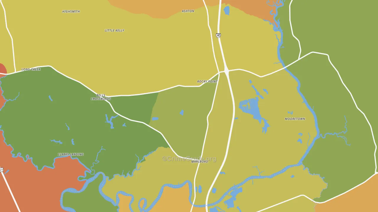 Rocky Point, NC Map of Arson Rates