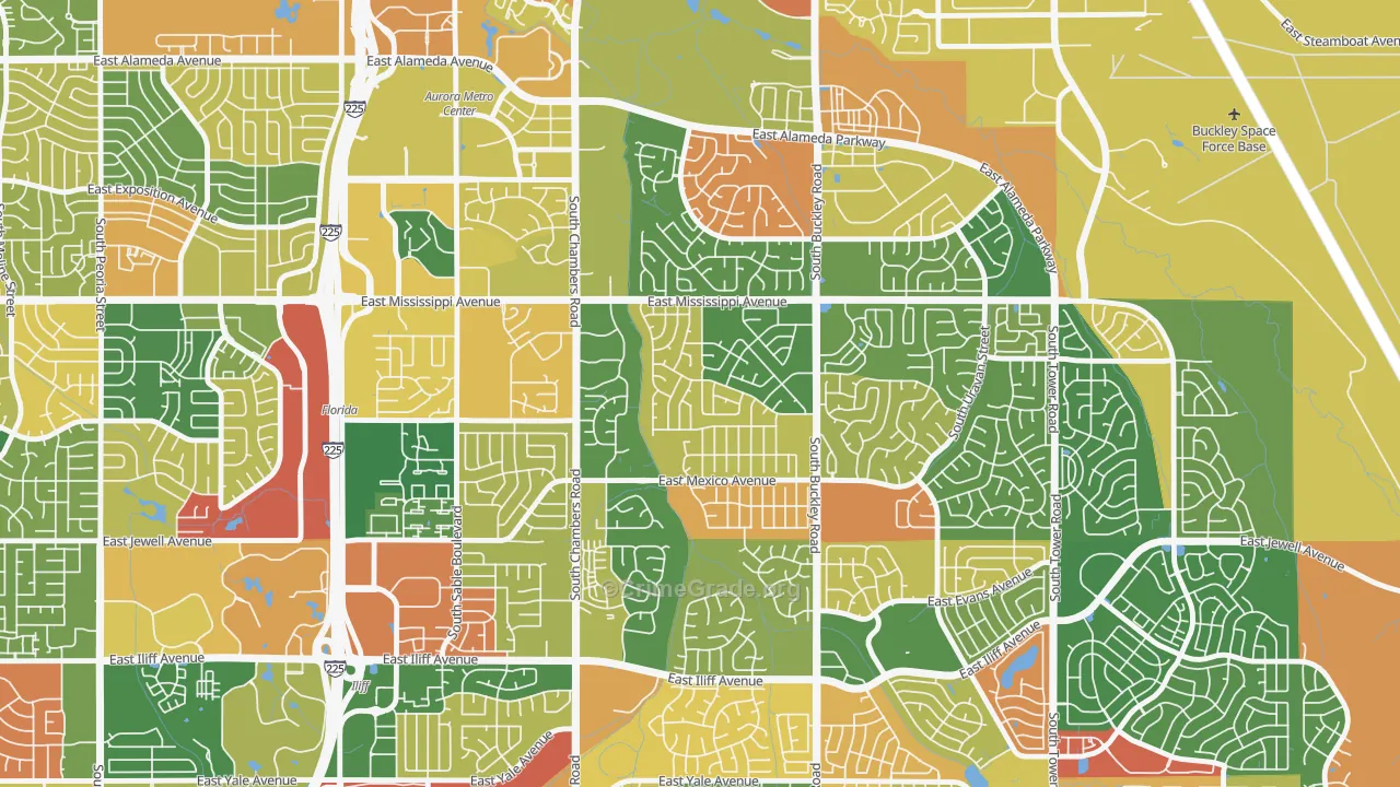 Rocky Ridge, Aurora, CO Map of Arson Rates