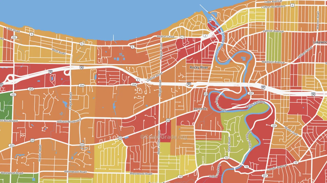 Rocky River, OH Map of Arson Rates
