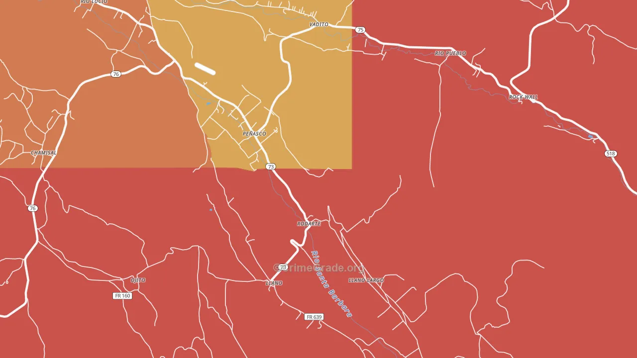 Rodarte, NM Map of Arson Rates
