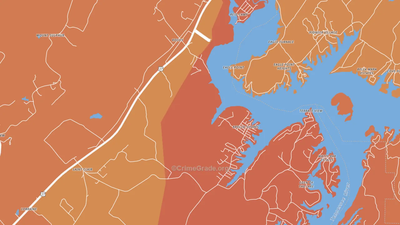 Roddy, TN Map of Arson Rates