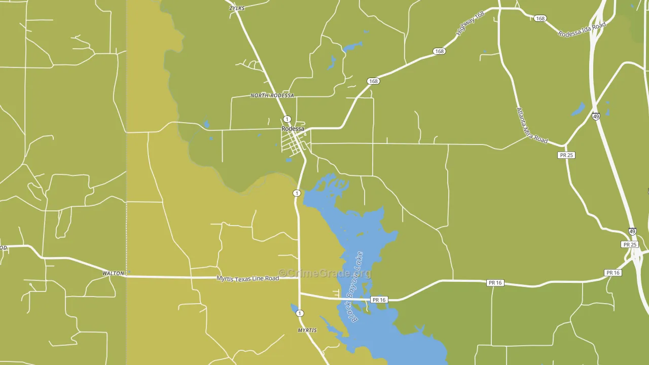 Rodessa, LA Map of Arson Rates
