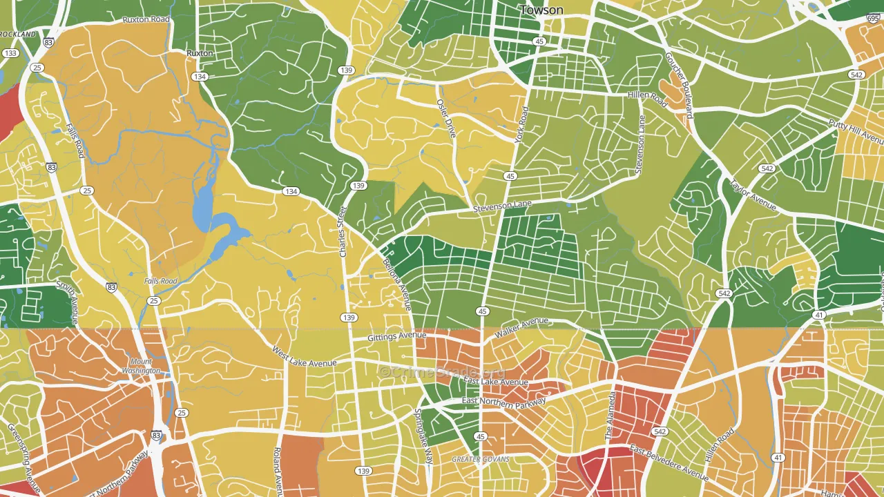 Rodgers Forge, Towson, MD Map of Arson Rates