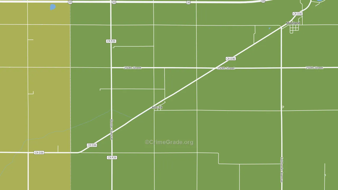 Roelyn, IA Map of Arson Rates