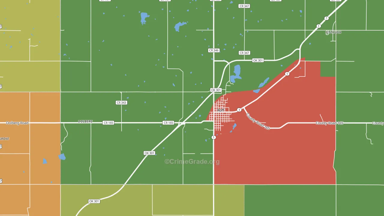 Roff, OK Map of Arson Rates