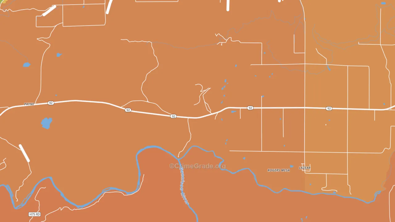 Rogers Mesa, CO Map of Arson Rates