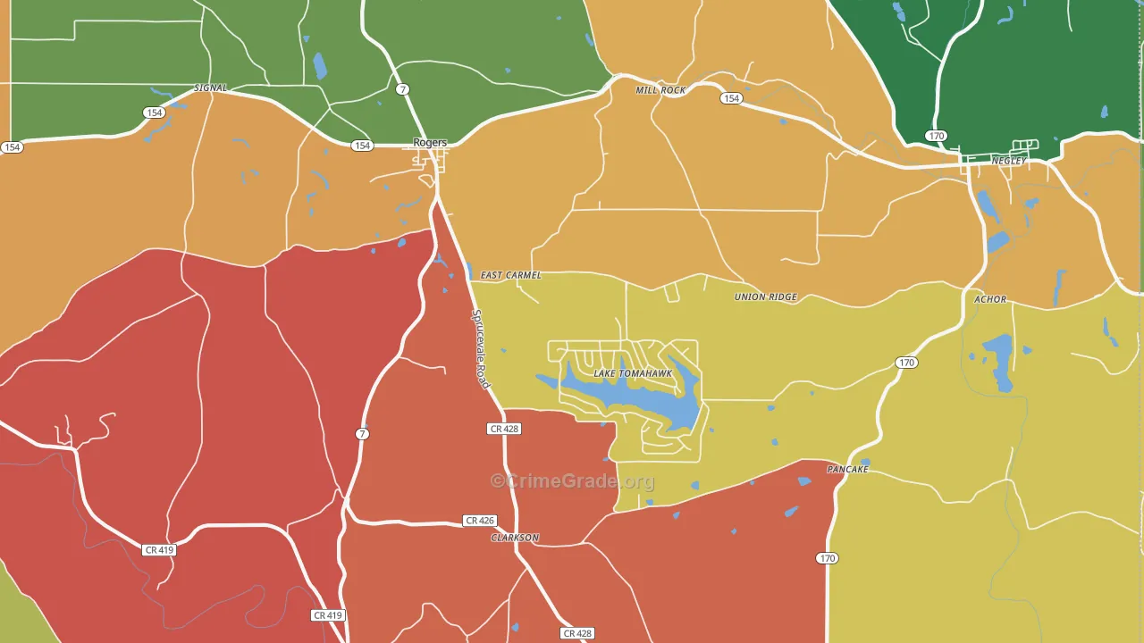 Rogers, OH Map of Arson Rates