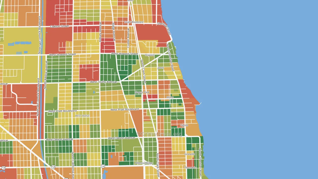 Rogers Park, Chicago, IL Map of Arson Rates