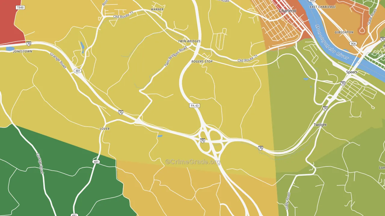 Rogers Stop, PA Map of Arson Rates