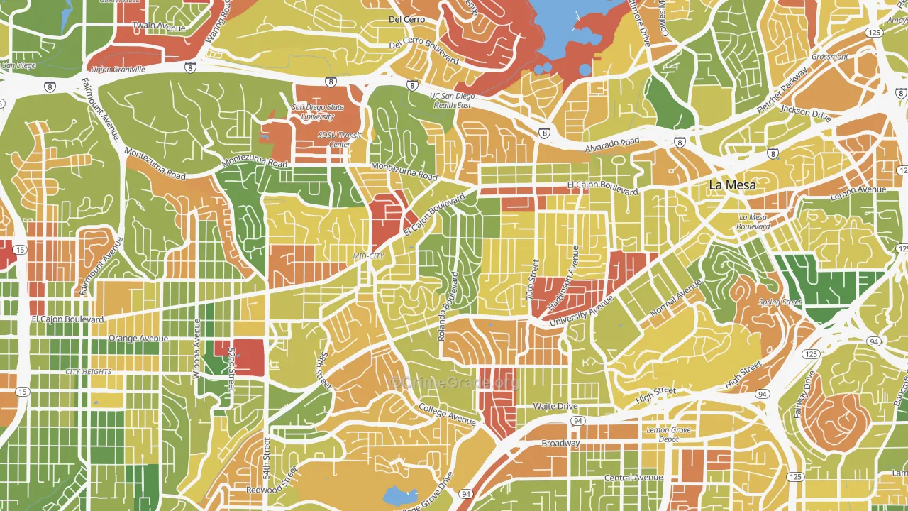 Rolando, San Diego, CA Map of Arson Rates