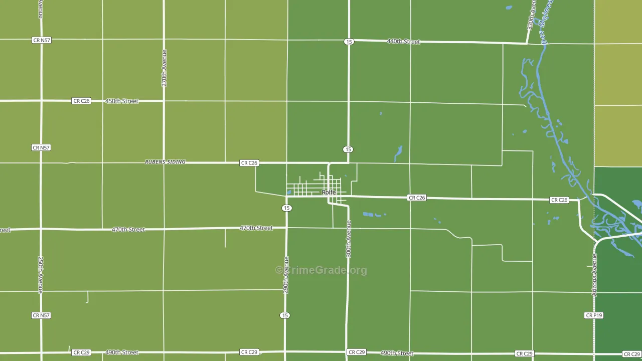 Rolfe, IA Map of Arson Rates