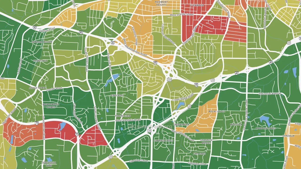 Rolling Roads, Greensboro, NC Map of Arson Rates